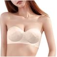 thumbnail image 3 of Strapless Bras For Women Seamless No Underwire Push-up Backless Full Coverage Women Underwear Tank bras with Soft Support Coffee M, 3 of 6