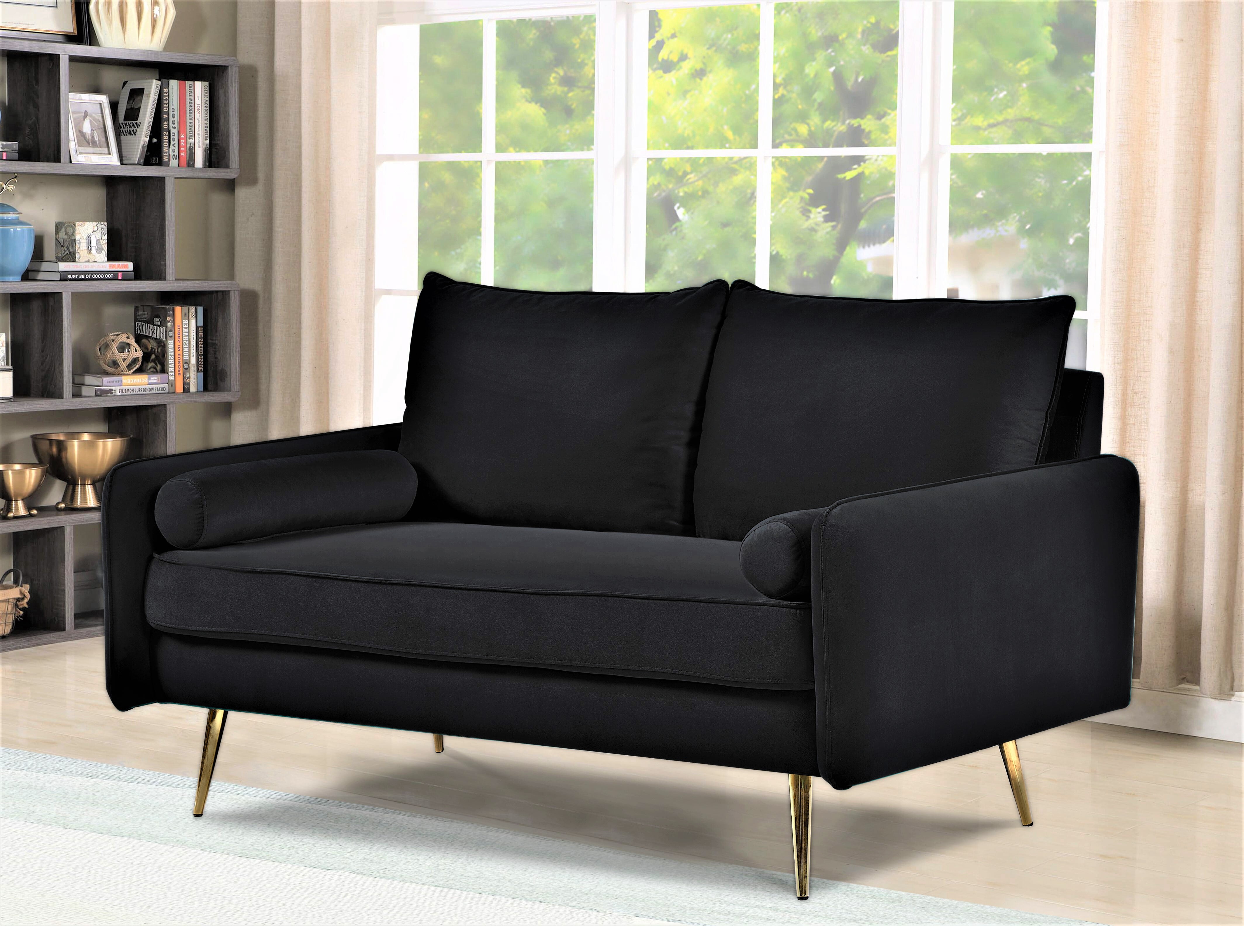 US Pride Furniture Villeda 58''W Polyester Square Arms Loveseat Black