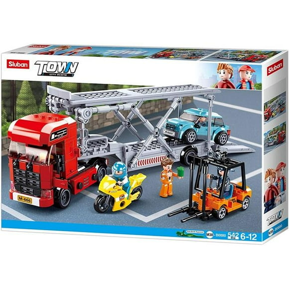 Texas Toy Distribution 880 Car Transport Truck Building Brick Kit, 542 Piece