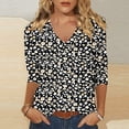 thumbnail image 2 of CONZONE Womens T-Shirts 3/4 Sleeve T Shirts for Women Casual V Neck Floral Graphic Lightweight Tees Soft Cozy Athletic Tops, 2 of 4