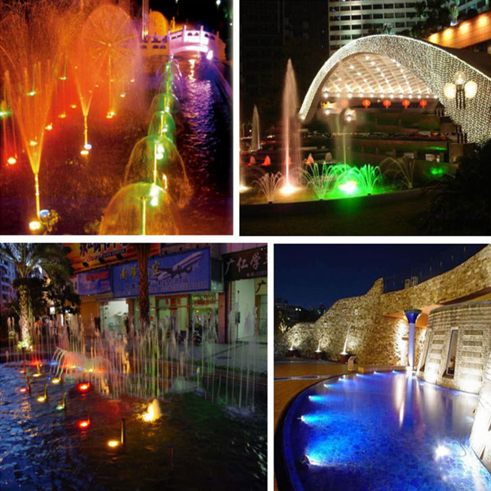 RRJ RGB LED Underwater Light, 10W 12V Submersible IP67 Waterproof Flood Light, 16 Color Changing Dimmable Remote Control Outdoor Pond Fountain Light, Landscape Aquarium Garden Pool Lighting