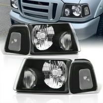 AJP Distributors Black Housing Clear Lens Headlights Driving Lights Assembly Signal Corner Bumper Lamps Compatible/Replacement For Ford Ranger 2001 2002 2003 2004 2005 2006 2007 2008 2009 2010 2011