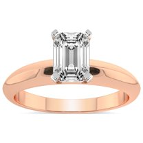 4 Carat IGI Certified Emerald Shape Lab Grown Diamond Engagement Ring | 14K Rose Gold |Eloise Solitaire Knife Edge Diamond Ring | FG-VS1-VS2 Quality Friendly Diamonds