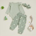 thumbnail image 5 of masbird Newborn Baby Girl Clothes Long Sleeve Romper Pants Set Headband 3Pcs Fall Winter Coming Home Outfit,Light Green,6-12 M, 5 of 5