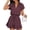 Dusty Rose, variant on Women's Short Sleeve Textured Romper, V Neck Ruffle Trim Raglan Sleeve Jumpsuit with Pockets, Elastic Waist Tie Casual Summer Short Playsuit