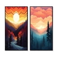 thumbnail image 2 of Designart "Peaceful Sunset Mountain Forest Daydreams II" Landscape Mountains Framed Wall Art Set Of 2 - Traditional Yellow Gallery Wall Frame Set For Home Decor, 2 of 6