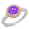 thumbnail image 2 of 1.86 ct Round Cut Natural Amethyst Solitaire with Accents Engagement Ring for Women in 18K White/Rose Gold, 2 of 2