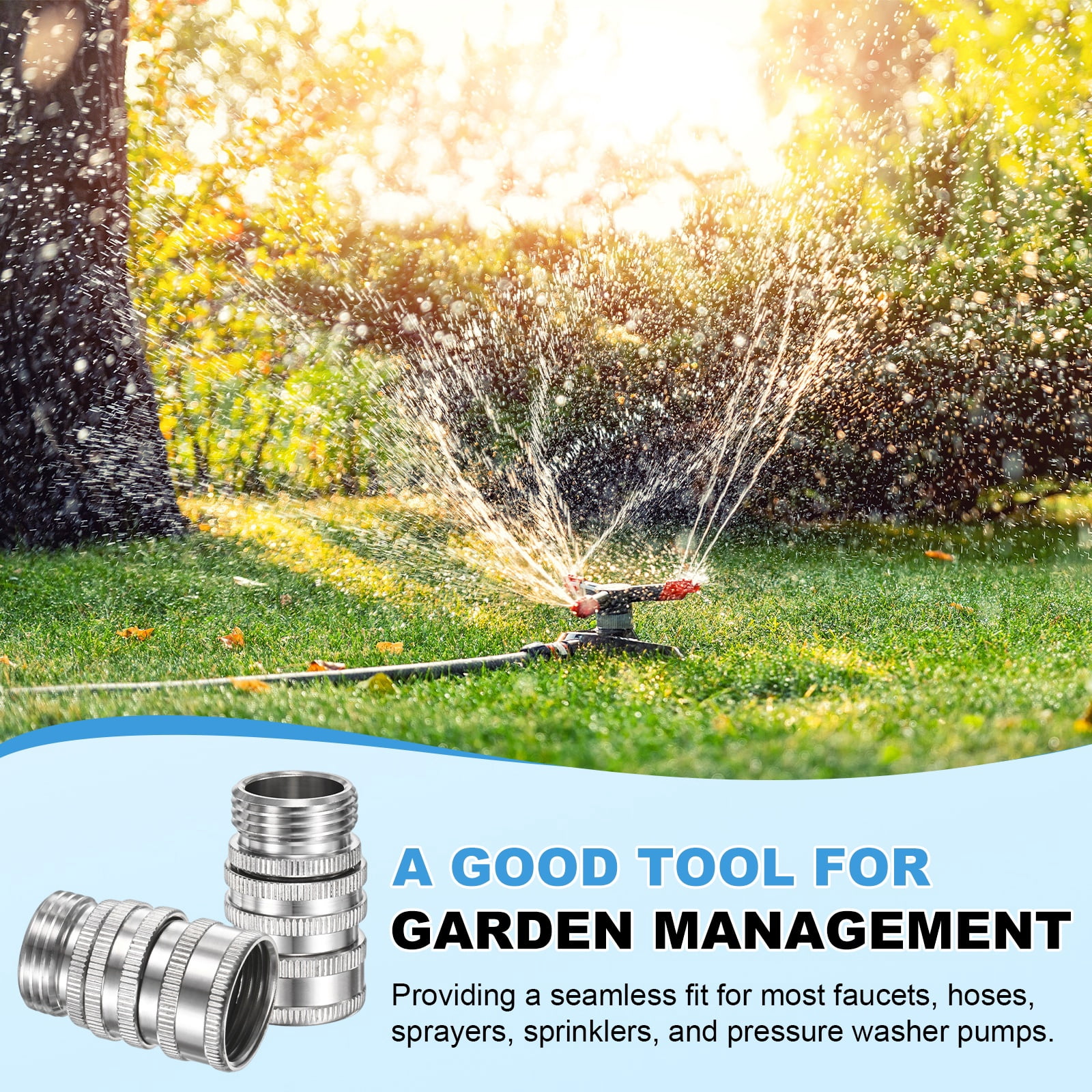 3 Set Garden Hose Quick-Connect, 3/4 Inch GHT Stainless Steel Water Hose Fitting