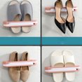 thumbnail image 2 of Bathroom Wall Mounted Slipper Rack Free Punching Toilet Foldable 3 in 1 Shoe Bracket,Pink, 2 of 5