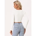 thumbnail image 4 of Blusa Corta Sexy Allegra K de Mangas Largas con cuello En V y Anillo Calado blanco XS, 4 of 6
