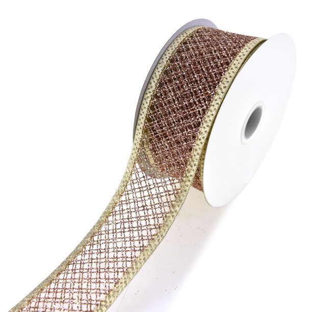 Ultra Fine Glitter Webbed Wired Ribbon, Rose Gold, 1-1/2-Inch - Walmart ...