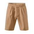 thumbnail image 6 of Nestiefly Men's Casual Drawstring Cotton Linen Shorts with Pockets - Fit Stretch Work & Beach Shorts Earthy Yellow M, 6 of 7