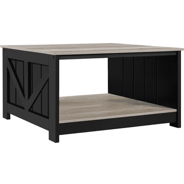 Renwick Square Wood Coffee Table with Storage for Living Room, Gray