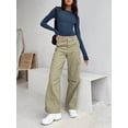 thumbnail image 4 of ORUYROP T-Shirts à Manches Longues pour Femmes Mode Automne 2023 Crop Tops Basiques Ajustés Y2K, 4 of 5