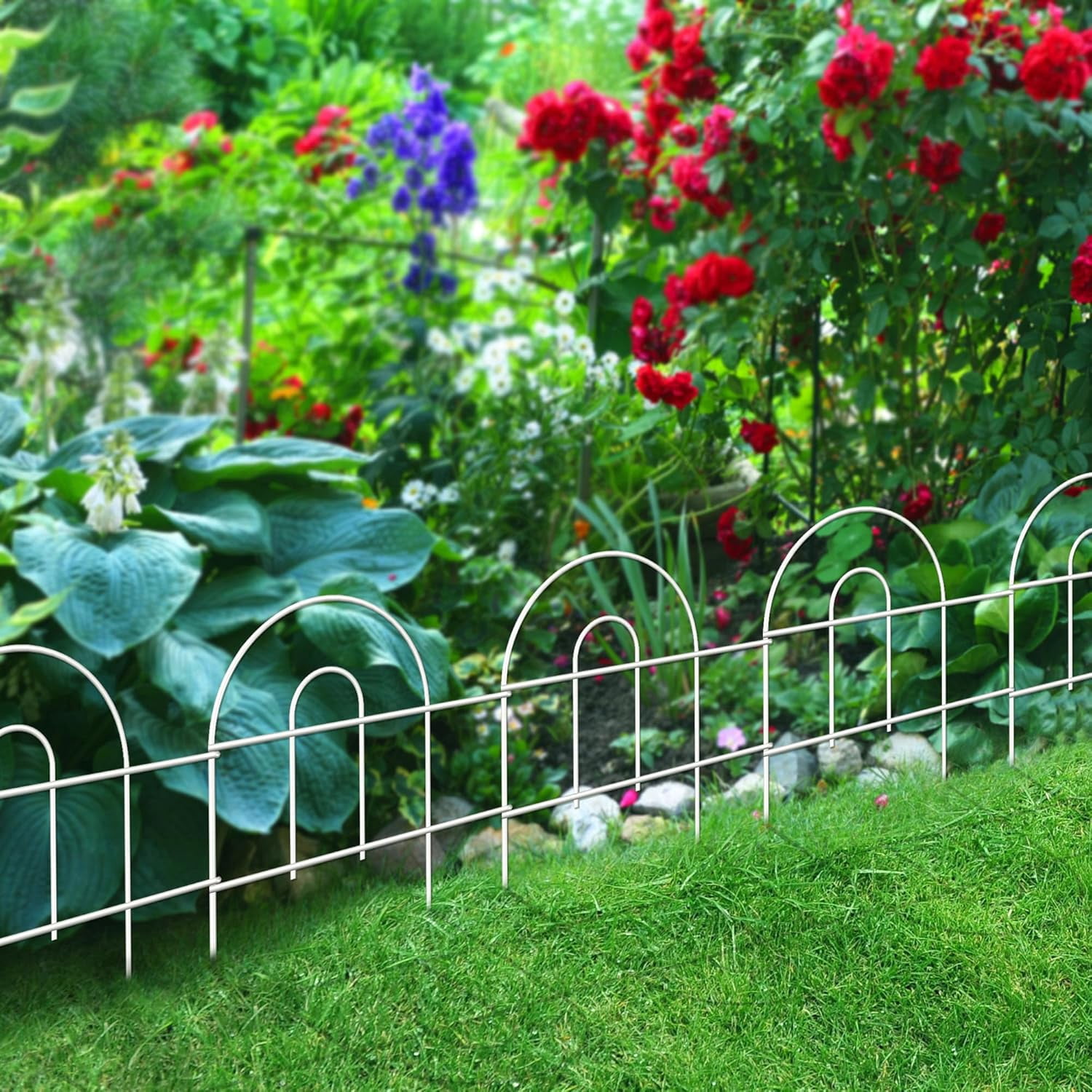 Decorative Black Garden Border Fence 18inX50ft Metal Wire Edging Flower Bed Folding Fences Panel Outdoor Garden Fencing Patio Edge Landscape for Yard