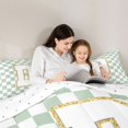 thumbnail image 4 of Feelyou Glitter Print Letter D Full Size Comforter Sets for Kids, Buffalo Checkered Bedding Sets for Bedroom, Green, Reversible, 3-Piece, 4 of 6