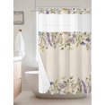 thumbnail image 6 of No Hook Shower Curtain with Snap in Liner, Country Colorful Wild Flower Waterproof Bath Curtain Double Layers with See Through Top Window, Daisy Lavender Leaves Hotel Shower Curtains 36x72in, 6 of 9