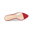 thumbnail image 5 of BLISSFUL STEP Women's Clear Point Toe High Block Heel Mules Slides Sandals Red 9.5, 5 of 8