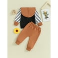 thumbnail image 4 of Bslissey Toddler Baby Boys 2Pcs Outfits Striped Long Sleeve Hooded Hoodie + Elastic Waist Sweatpants 6M 12M 18M 24M 3T Infant Casual Tracksuit Daily Clothes, 4 of 9