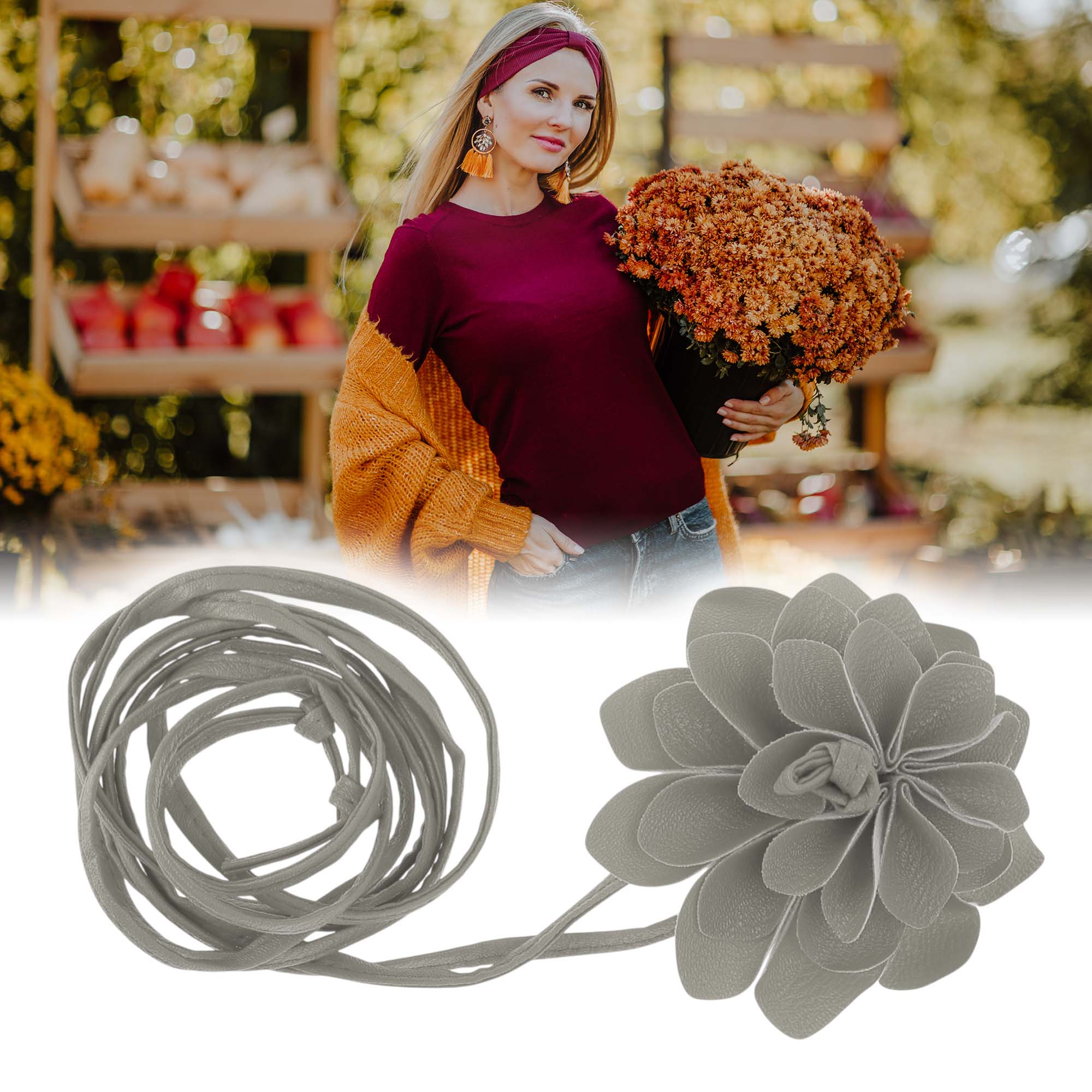 Unique Bargains Versatile Long Adjustable Waist Belt for Women Gray