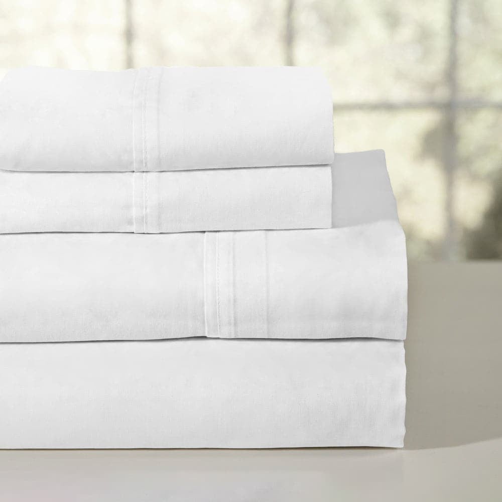 Pointehaven 100 Combed Cotton Percale Crisp Breathable Sheet Set White
