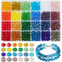 24 Colors Glass Beads 600pcs Rainbow Faceted Beads 8mm Rondelle Beads Loose Craft Bead