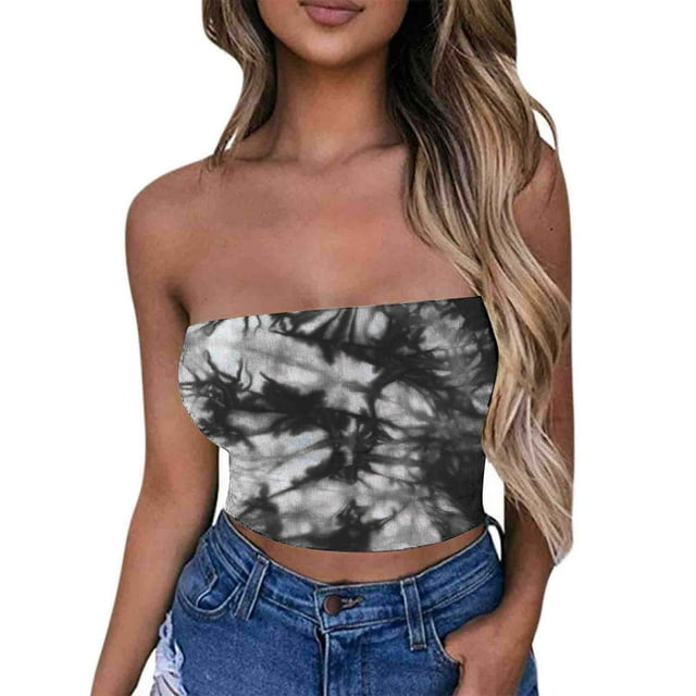 Tube Tops, Womens Printed Strapless Yoga Exercise Chest Wrap Pullover