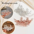 thumbnail image 3 of Rhinestone Wedding Hair Comb Leaf Bridal Hair Pieces Flower Bride Headpiece Glitter Crystal Hair Accessories for Women and Girls (A-Silver), 3 of 4