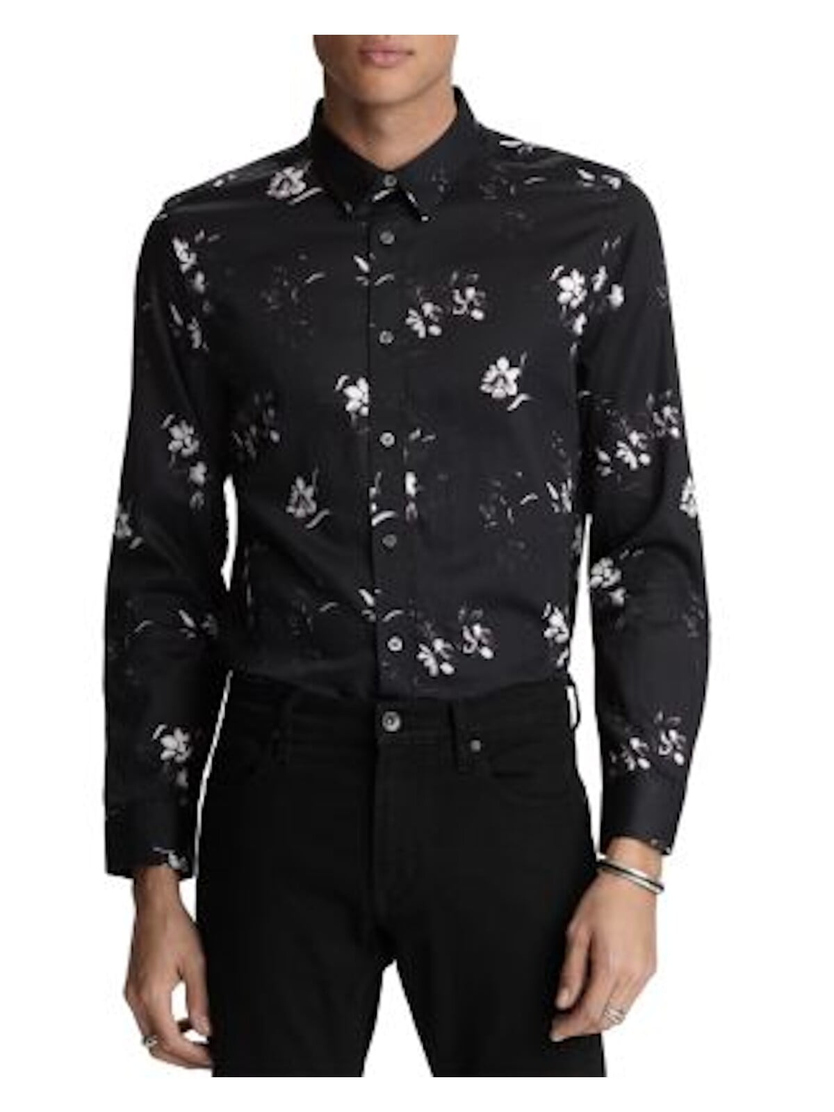 John Varvatos Mens Black Floral 