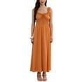 thumbnail image 2 of INSPIRE CHIC Boho Maxi Dress for Women Spaghetti Strap Square Neck A Line Flowy Smocked Dresses M Orange, 2 of 6