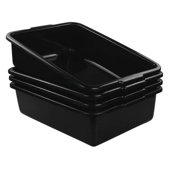 4-Pack Large Plastic Bus Tubs, 22 L Rectangle Utility Bus Box