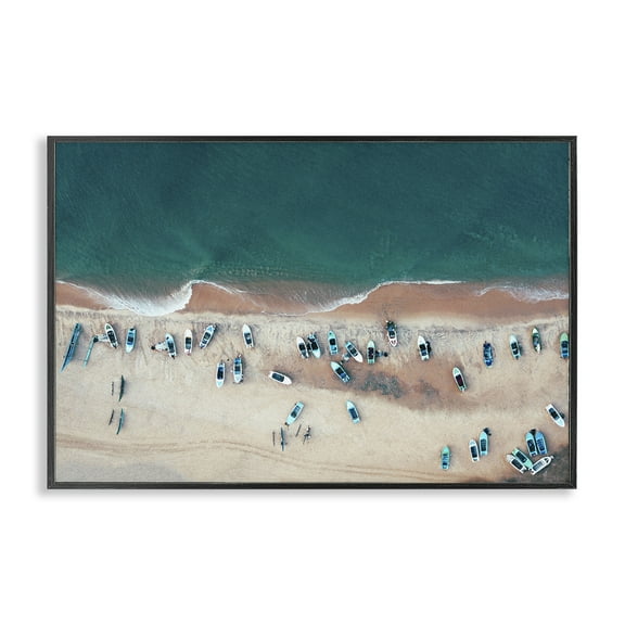 Stupell Industries Aerial Boats on Shore Nautical & Beach Photography Black Framed Art Print Wall Art, 18 x 12