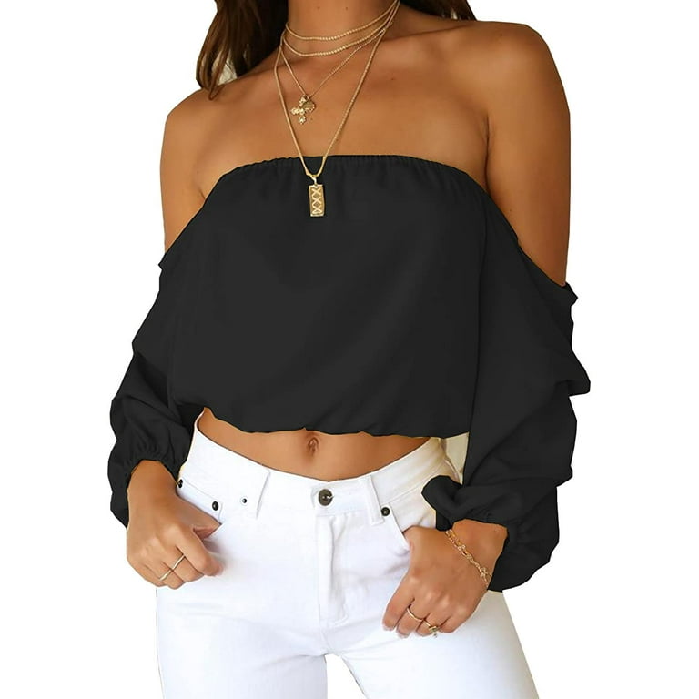 Puloru Sexy Shoulderless Flare sleeve Tops Off Shoulder Puloru Sexy Shoulderless Flare sleeve Tops Off Shoulder