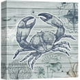 thumbnail image 3 of PixonSign Canvas Print Wall Art Crab Swims in Ocean Animals Beach Digital Art Modern Art Nautical Relax/Calm Blue Duotone for Living Room, Bedroom, Office - 16"x16", 3 of 5