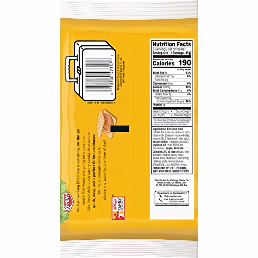 Keebler Toast & Peanut Butter Sandwich Crackers (Pack of 4)
