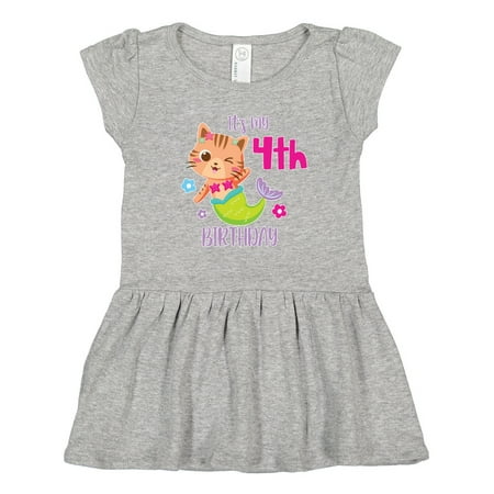 

Inktastic It s My 4th Birthday with Cute Cat Mermaid Gift Toddler Girl Dress