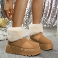 thumbnail image 4 of Suede Platform Winter Boots for Women Fold Over Fuzzy Plush High Top Round Toe Ankle Snow Boooties, 4 of 6