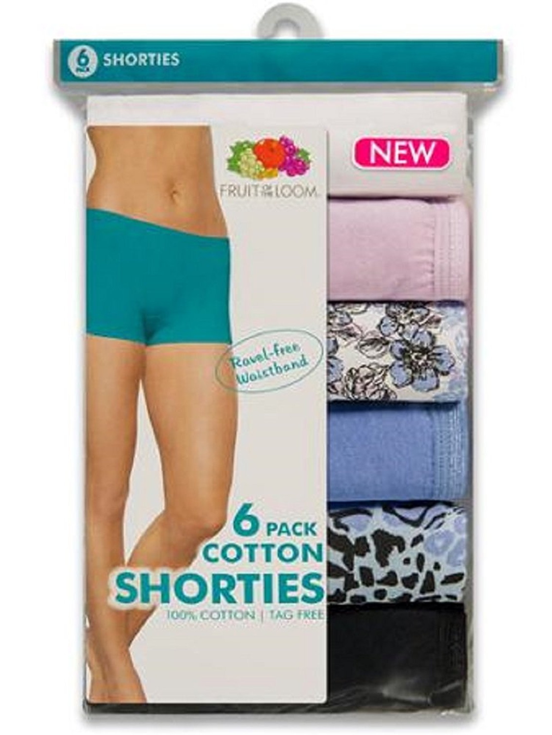 Women's Assorted Cotton Shortie Boyshort Panties, 6 Pack