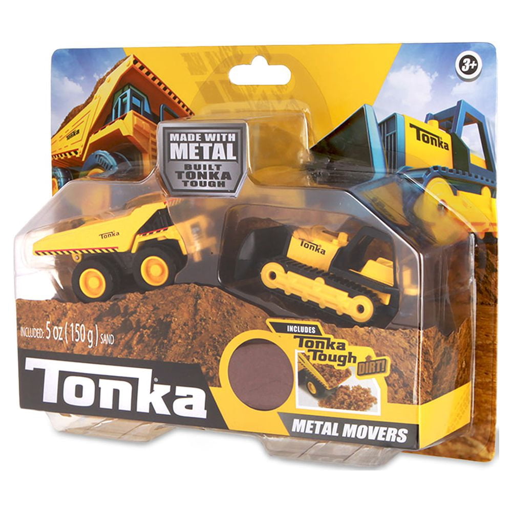 (2 pack) Tonka  Metal Movers Combo Pack, Mighty Dump Truck and Bull Dozer, Great Gift for Boys or Girls, Ages 3 Years and up