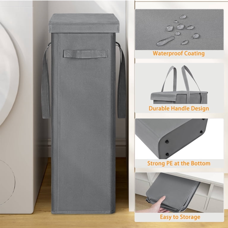 BGTREND Tall Slim Laundry Hamper With Lid, Gray photo 3