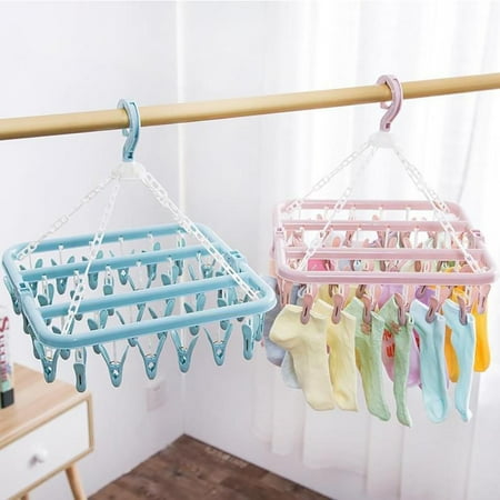 

Multi-Function Clip Hanger Foldable Drying Rack Windproof Bra Underwear Socks Clip Hanger