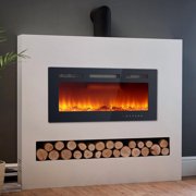 Electric Fireplace,36-Inch Recessed & Wall-Mounted Electric Fireplace – Modern LED Fireplace Heater with Remote Control, Adjustable Flame Color & Speed, Timer, Low Noise, 750W/1500W