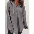 thumbnail image 2 of Sudadera SHEWIN Oversized para mujer Chaqueta con capucha y botones, 2 of 3