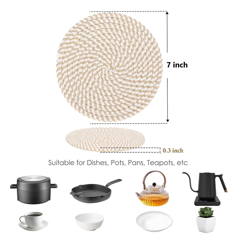 BEVTEE Cotton Trivet Set, 6-Pack Round Hot Pads photo 5