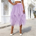 thumbnail image 2 of DAFEI Women Short Skirt Loose Sequin Skirt A-Line Fairy Patterned Elastic Waist Ruffle Layered Midi Skirt, 2 of 6