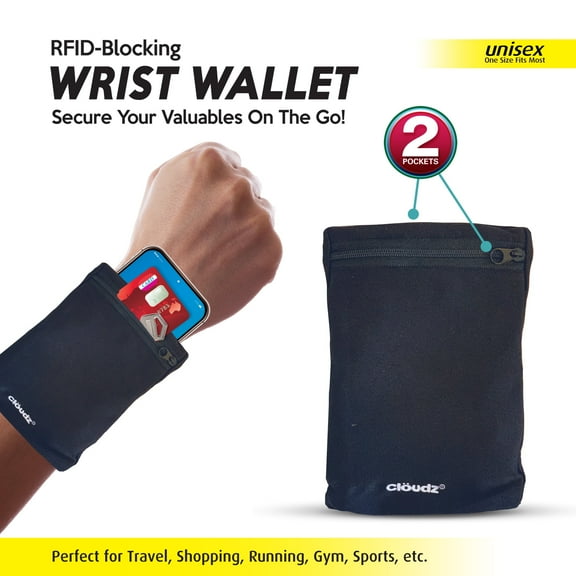 Cloudz (2) Pocket RFID Wrist Wallet - Black