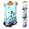 thumbnail image 2 of UHNDY Women Sleeveless Lace Stitching Women Butterfly Print Chiffon Blouse,White,4XL, 2 of 3