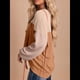 thumbnail image 5 of Moda para Mujer 2025, Camisetas Holgadas Informales de Punto con Cuello Redondo y Larga con Bloques de Color Caqui L, 5 of 7