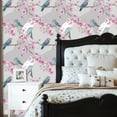 thumbnail image 2 of Chinoiserie Peel and Stick Wallpaper Elegant Watercolor Chinoiserie Cherry Blossoms Birds Painting Wall Paper 23.6in x 9.8ft Self Adhesive Removable Renter Friendly Wallpaper for Bedroom Cabinets, 2 of 8