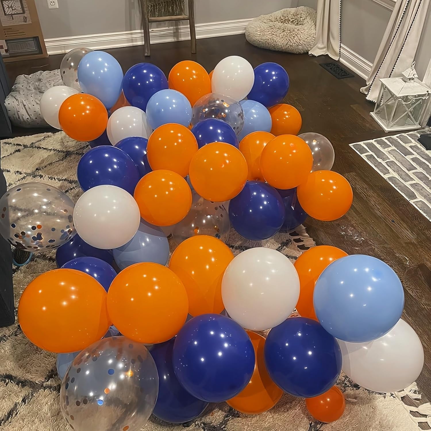 Blue Orange Metallic Balloon Arch Kit for Ocean Space Basketball Birthday Graduation Party Decor